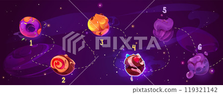 Candy food planet space game level map background Candy food planet space game level map background 119321142