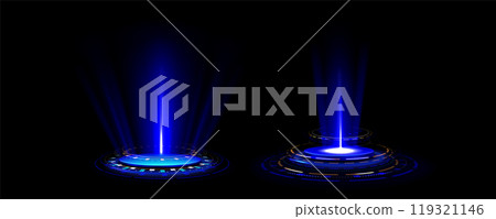 Blue glowing neon game portal - realistic vector 119321146