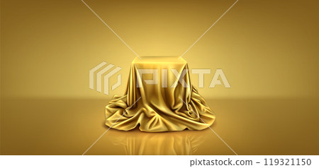 Gold silk cloth podium box cover to reveal gift Gold silk cloth podium box cover to reveal gift 119321150