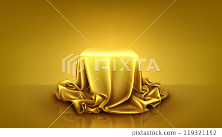 Square podium and gold silk cloth cover background 119321152