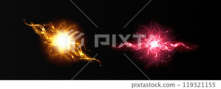 Electric lightning balls, energy burst effect Electric lightning balls, energy burst effect 119321155