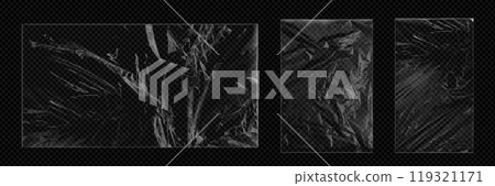 Set of wrinkled pieces of plastic wrap Set of wrinkled pieces of plastic wrap 119321171