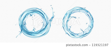 Water circle splash, round swirl realistic vector 119321197