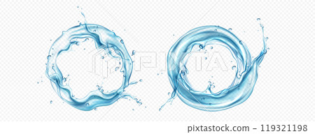 Water circle splash, round swirl realistic vector 119321198