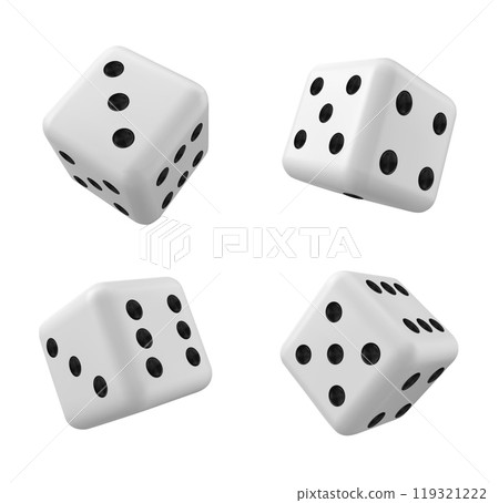 White 3d isolated realistic dice for casino game 119321222
