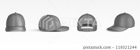 Baseball cap mockup from different views. 119321244
