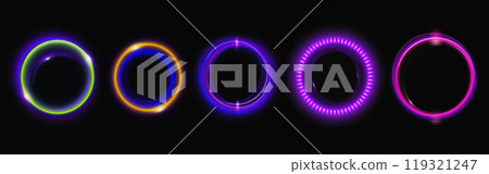 Set of round neon light flares Set of round neon light flares 119321247