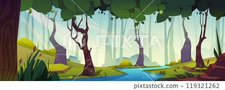 Forest park panorama garden with river landscape Forest park panorama garden with river landscape 119321262