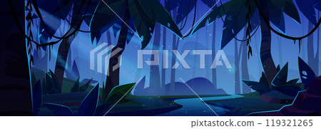 Night fantasy forest spooky vector background 119321265