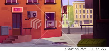 Backstreet alley with coffee shop 119321277
