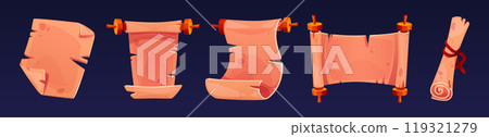 Ancient parchment scrolls set 119321279