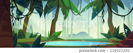 Fantasy spooky green jungle forest background Fantasy spooky green jungle forest background 119321281