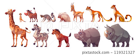 Cute africa zoo animal vector illustration set 119321327