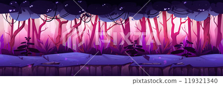 Purple seamless forest landscape game background 119321340
