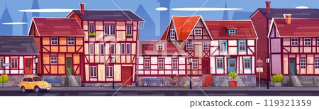 Old European city street with traditional buildings 119321359