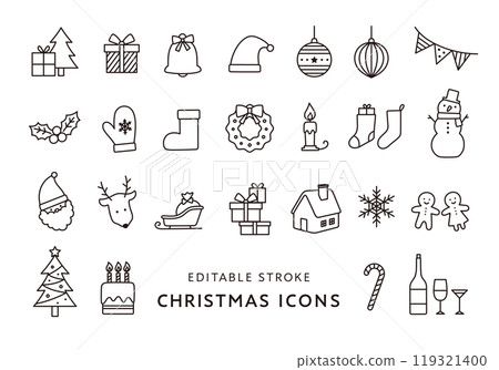 Christmas icon set (monochrome) 119321400