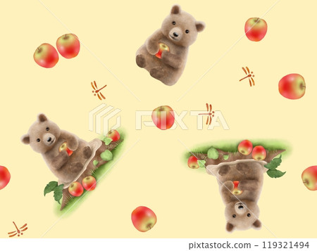 Bear and apple seamless pattern B-1 Bear and apple seamless pattern B-1 119321494