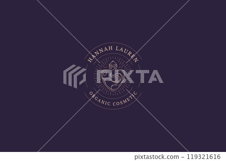 Esoteric bright magic potion jar circle line art logo design template vector illustration 119321616
