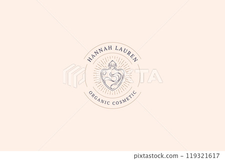 Bright chemical magic poison in bottle circle line art logo design template vector illustration Bright chemical magic poison in bottle circle line art logo design template vector illustration 119321617