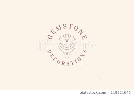 Sacred brilliant with crescent line art logo design template for jewelry brand vector illustration Sacred brilliant with crescent line art logo design template for jewelry brand vector illustration 119321645