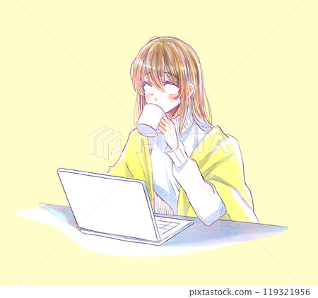 操作電腦時眼睛發白的女人 操作電腦時眼睛發白的女人 119321956