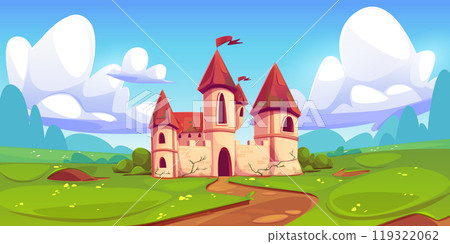 Abandoned medieval fairytale castle landscape Abandoned medieval fairytale castle landscape 119322062