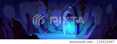 Magic cave with fantasy portal door cartoon vector 119322067