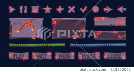 Stone with lava texture game interface vector 119322092