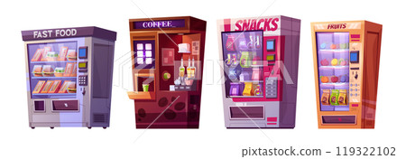Vending machine with snack and drink illustration 119322102