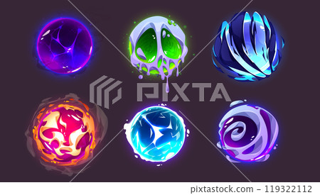 Magic fortune energy glass ball light vector set Magic fortune energy glass ball light vector set 119322112