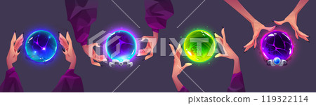 Magic crystal ball and hand for telling future 119322114