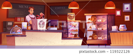 Bake shop interior - bread and dessert store 119322126