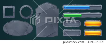 Stone frame and rock board game ui cartoon vector 119322144