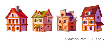 Isolated old medieval germany building clipart 119322178