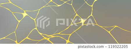 Gold kintsugi crack pattern on gray background. Gold kintsugi crack pattern on gray background. 119322205