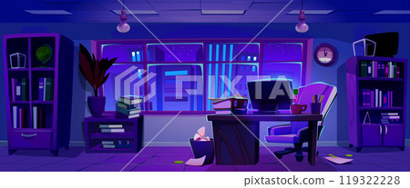 Company office at night Company office at night 119322228