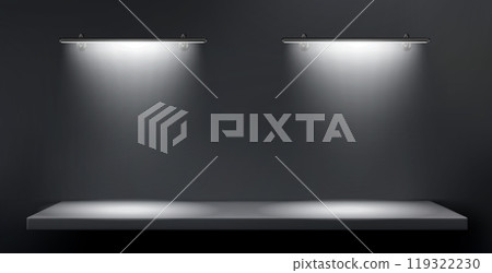 Linear led lamp with soft light on shelf 119322230