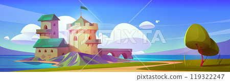 Medieval castle on lake 119322247