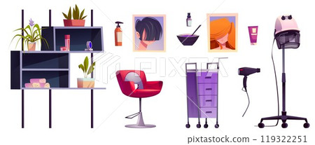 Beauty parlor design elements set Beauty parlor design elements set 119322251