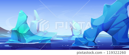 Iceberg pieces floating on sea water Iceberg pieces floating on sea water 119322260