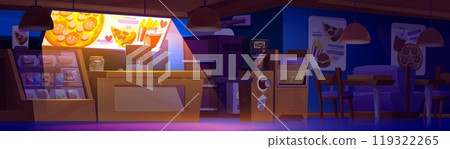 Pizzeria interior at night 119322265