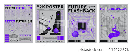 Poster design template in trendy y2k style 119322278