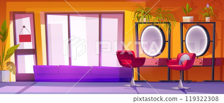 Beauty salon interior with armchair and mirror 119322308