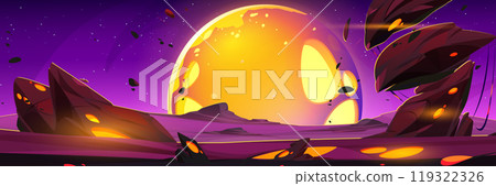 Purple alien landscape with planet ground surface 119322326