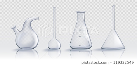 Realistic laboratory glassware set Realistic laboratory glassware set 119322549