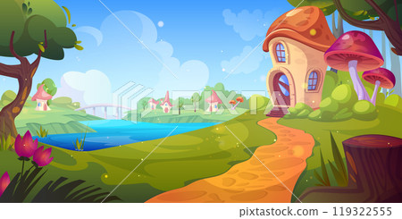 Fairytale village with mushroom houses 119322555