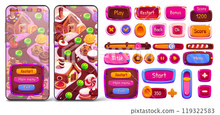 Candy land mobile game design elements Candy land mobile game design elements 119322583
