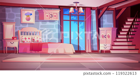 Elegant bedroom with victorian style furniture 119322613