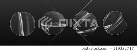 Realistic set of round adhesive plastic patches Realistic set of round adhesive plastic patches 119322717