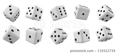 White 3d isolated realistic dice for casino game 119322739